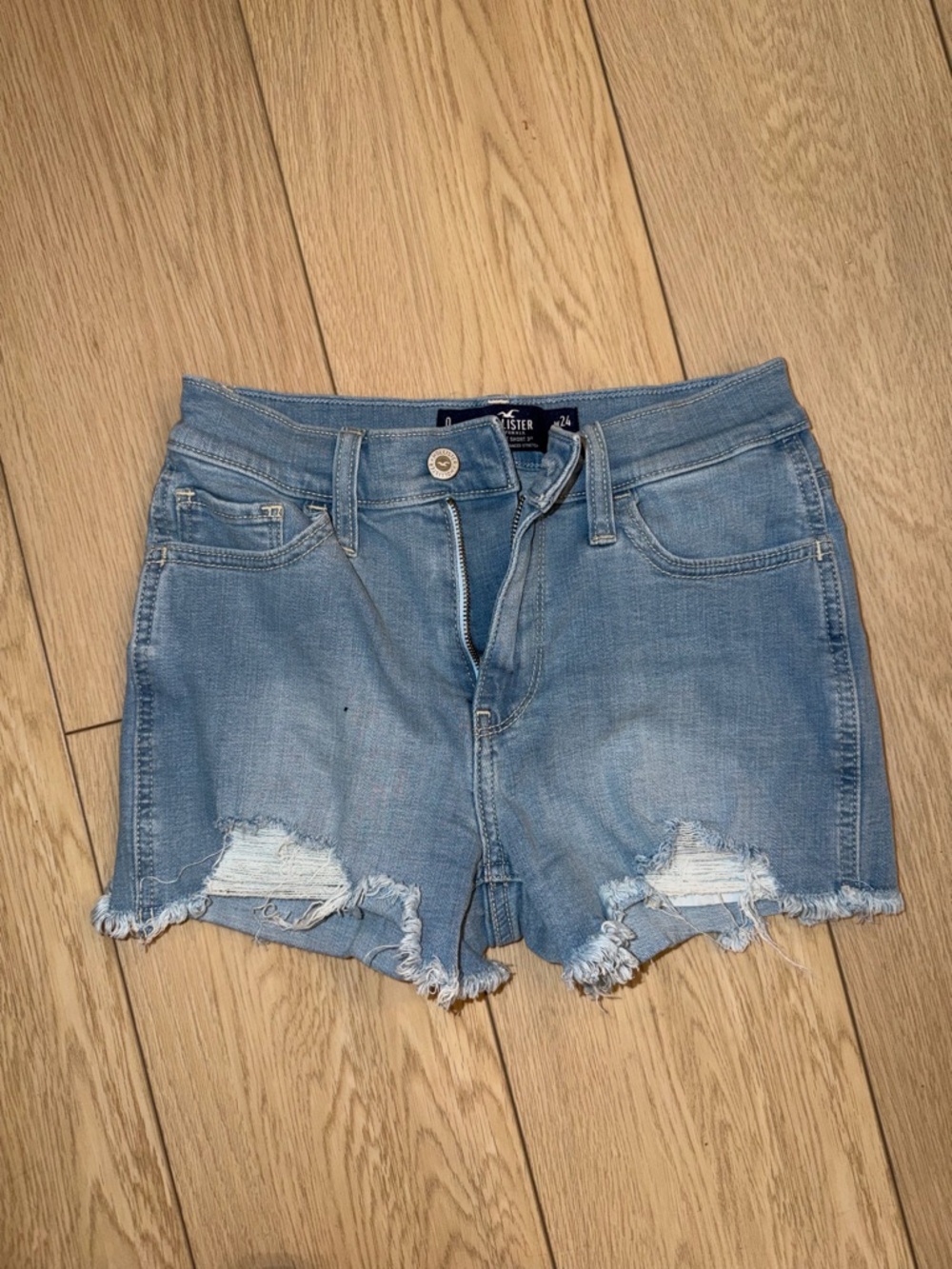 Hollister Frayed Light Blue Denim Cutoff Shorts